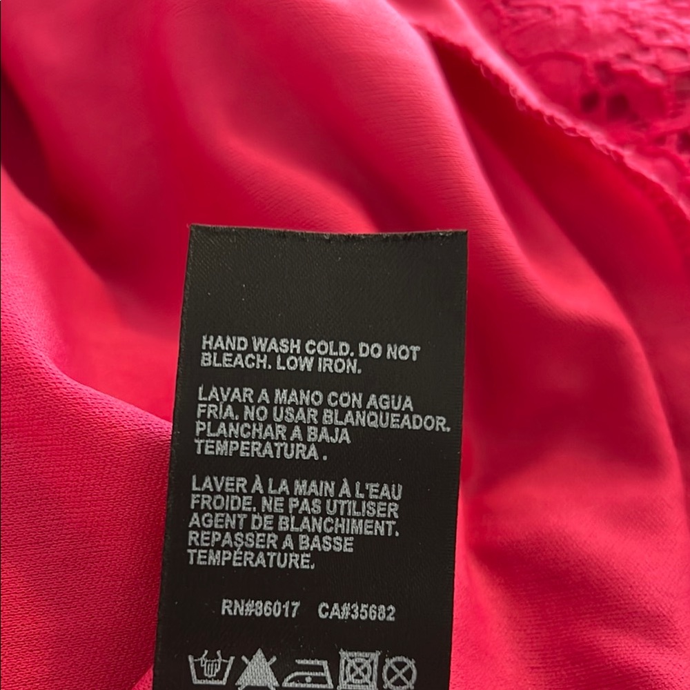 2B Bebe Fuchsia Lace Midi Dress Size L - Picture 12 of 12